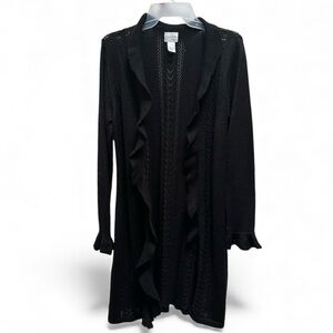 Chico’s Black Ruffle Timmed Cardigan M
